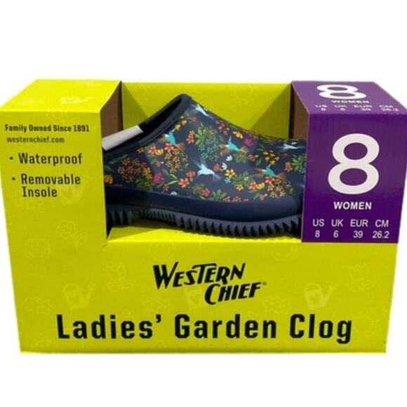 Western Chief Women's Shoes Garden Clog Blue Hummingbird Size 8 NEW NIB - Picture 1 of 9